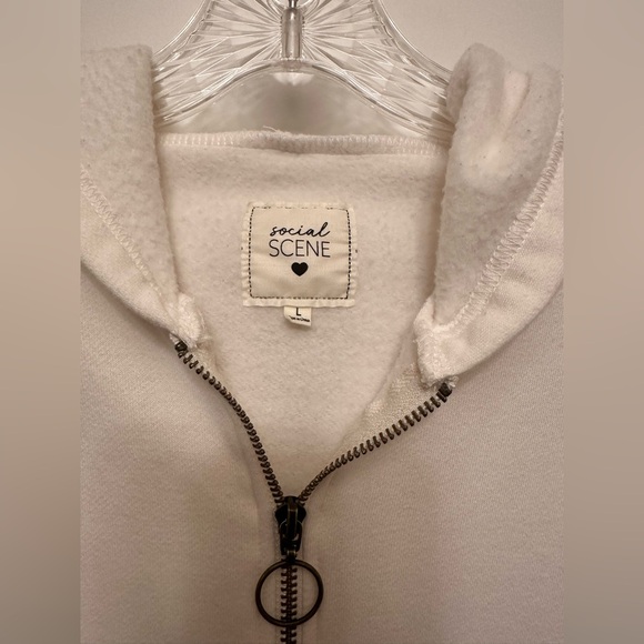 Women’s Eggshell Quarter-Zip Hoodie Sweatshirt Size Large - Picture 3 of 5